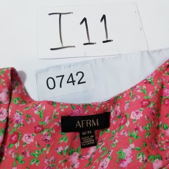 AFRM Ditsy Dana Bodysuit Puff Long Sleeves Plunging Neckline - Picture 11 of 11